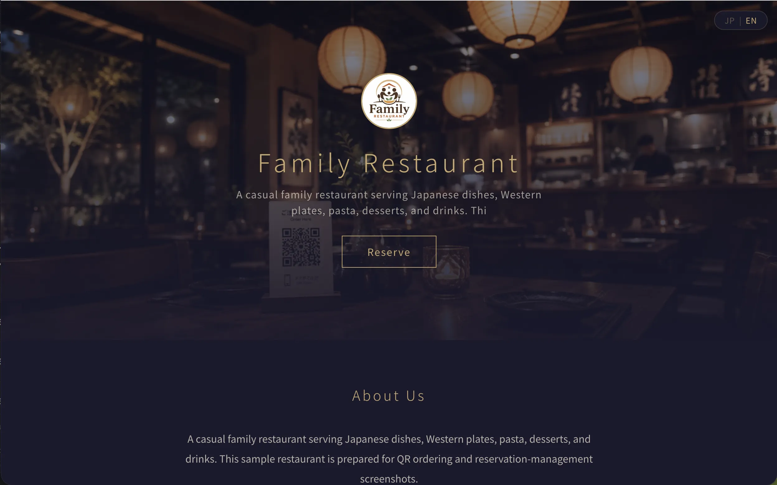 Restaurant landing page preview